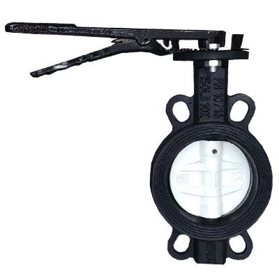 Rubber lined handle operated butterfly valve