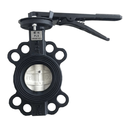 Ductile iron handle operated rubber lined wafer butterfly valve